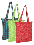 Eco-Friendly Multicolor Floral Printed Cotton Canvas Shopping Bags (Pack of 3)