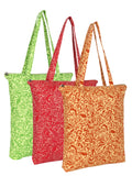 Eco-Friendly Multicolor Floral Printed Cotton Canvas Shopping Bags (Pack of 3)