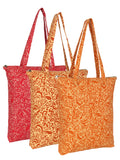 Eco-Friendly Multicolor Floral Printed Cotton Canvas Shopping Bags (Pack of 3)