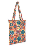 Eco-Friendly Multicolor Floral Printed Cotton Canvas Shopping Bags (Pack of 3)