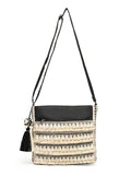 Boho Seashell Embellished Cotton Jacquard & PU Sling Bag