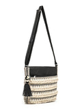 Boho Seashell Embellished Cotton Jacquard & PU Sling Bag