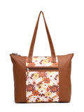 Lush Floral Printed Polycotton Canvas & PU Tote Bag