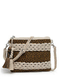 Boho Crochet Stitch Striped Canvas Dari Sling Bag