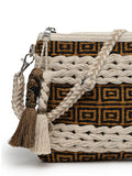 Boho Crochet Stitch Striped Canvas Dari Sling Bag