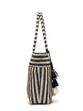 Boho Woven Striped Cotton Jacquard Tote Bag