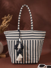 Boho Woven Striped Cotton Jacquard Tote Bag