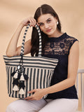 Boho Woven Striped Cotton Jacquard Tote Bag