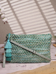 Boho Chevron Self Design Cotton Acrylic Sling Bag