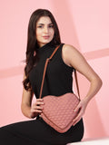 Amour Polyester & Vegan Leather Chevron Quilted Sling Bag