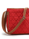 Amour Polyester & Vegan Leather Heart Quilted Sling Bag