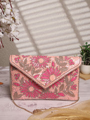 Lush Floral Embellished Satin Sling Bag