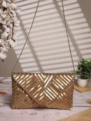 Kooky Chevron Sequinned Embellished Satin Sling Bag