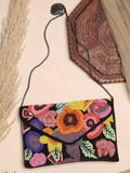 Boho Floral Bead Work Cotton Canvas Sling Bag