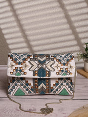 Tribal Ethnic Motifs Embellished Cotton Canvas Sling Bag