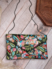 Boho Floral Embellished Satin Sling Bag