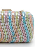 Adorn Wave Embellished Faux Silk Clutch