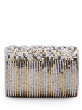 Coffer Floral Embellished Faux Silk Clutch