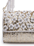 Coffer Floral Embellished Faux Silk Clutch