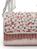 Coffer Floral Embellished Faux Silk Clutch