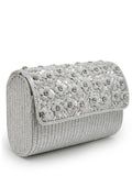 Coffer Floral Embellished Faux Silk Clutch