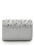 Coffer Floral Embellished Faux Silk Clutch