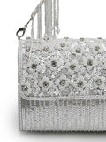 Coffer Floral Embellished Faux Silk Clutch