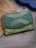 Adorn Embellished Suede Clutch