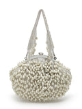 Droop Pearl Embellished Faux Silk Clutch