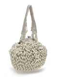 Droop Pearl Embellished Faux Silk Clutch