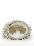 Droop Pearl Embellished Faux Silk Clutch