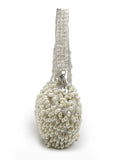 Droop Pearl Embellished Faux Silk Clutch