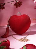 Amour Heart Shaped Solid Velvet Clutch