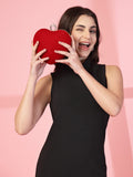 Amour Heart Shaped Solid Velvet Clutch