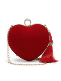 Amour Heart Shaped Solid Velvet Clutch