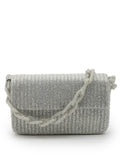 Coffer Striped Embellished Faux Silk Clutch