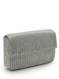 Coffer Striped Embellished Faux Silk Clutch