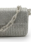 Coffer Striped Embellished Faux Silk Clutch