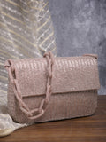 Coffer Striped Embellished Faux Silk Clutch