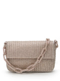 Coffer Striped Embellished Faux Silk Clutch