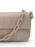 Coffer Striped Embellished Faux Silk Clutch