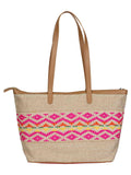 Hoist Handloom Jute And Jacquard Tote Bag