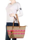 Hoist Handloom Jute And Jacquard Tote Bag