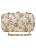 Tulle Sequines Embroidered Faux Silk Clutch