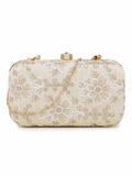 Tulle Embellished Emroidered Faux Silk Clutch