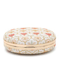 Gala Faux Silk Ethnic Motifs Embroidered Round Clutch