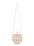 Gala Faux Silk Ethnic Motifs Embroidered Round Clutch