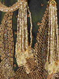 Dangle Botanical Embellished Faux Silk Potli