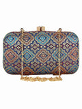 Tulle Raw Silk Fabric Printed Clutch