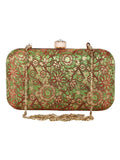 Tulle Raw Silk Fabric Printed Clutch